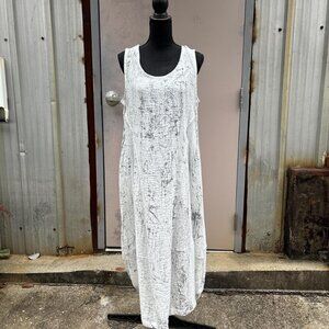 Eleven Stitch Lagenlook Maxi Dress Womens M White & Gray Minimalist Bubble Hem